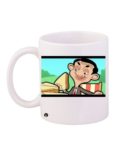 Mr. Bean Printed Coffee Mug White/Yellow/Grey
