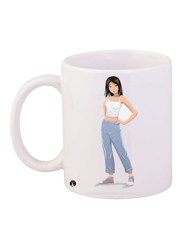 Anime Girl Printed Coffee Mug White/Blue/Black