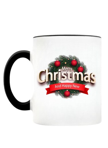 Merry Christmas Design Printed Ceramic Coffee Mug Suitable Gift for Christmas   Christmas Theme  Christmas Decor   Gifts for Friends  Gift for Employees (Two Tone Black Mug, Design 9)