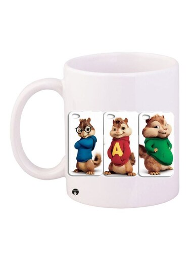 Alvin And The Chipmunks Printed Coffee Mug White/Red/Green 11ounce