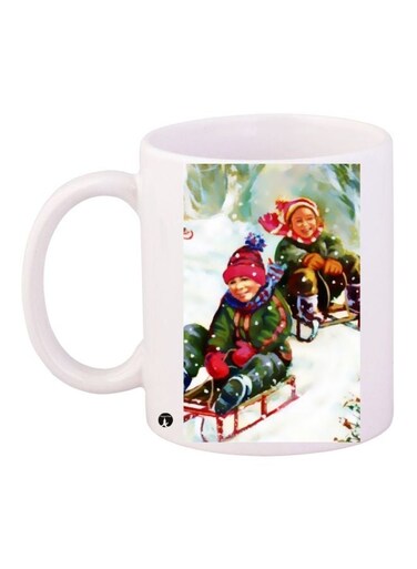 Children Printed Coffee Mug White/Green/Red 11ounce