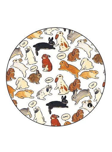 Rabbits Printed Fridge Magnet Round Multicolour