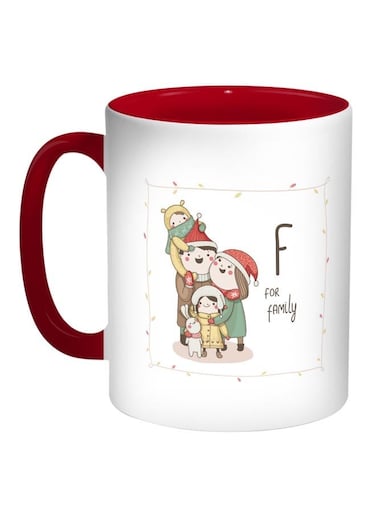 Happy Family Printed Coffee Mug Red/White/Green 11ounce