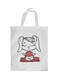 Cartoon Rabbits Printed Shopping Bag White