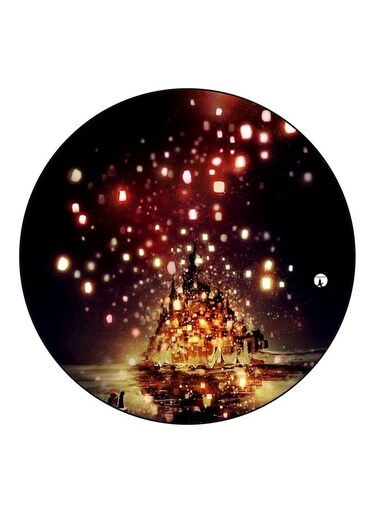 Printed Wooden Fridge Magnet Black/Red/Gold 5.5cm
