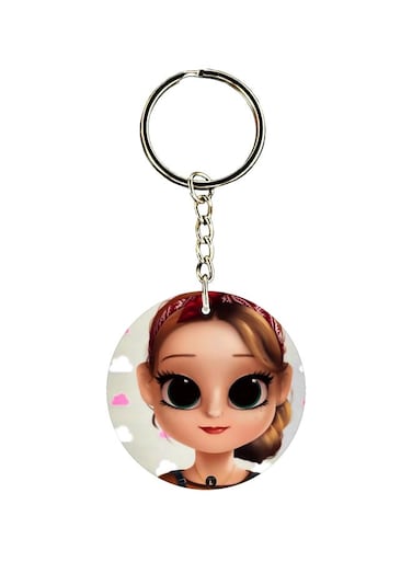 Cartoon Girl Printed Keychain