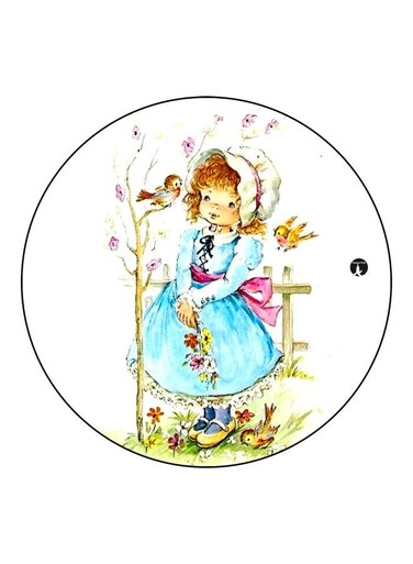 Girl Printed Fridge Magnet White/Blue/Beige 5.5cm