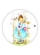 Girl Printed Fridge Magnet White/Blue/Beige 5.5cm