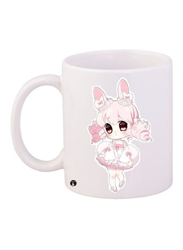 Anime Printed Coffee Mug White/Pink 11ounce
