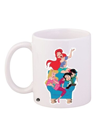 Anime Girls Printed Coffee Mug White/Red/Blue 11ounce