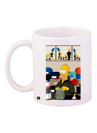 The Simpsons Printed Coffee Mug White/Green/Yellow 11ounce