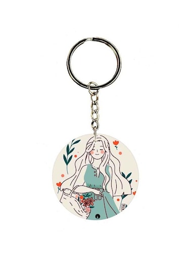 Girl Printed Double Sided Keychain