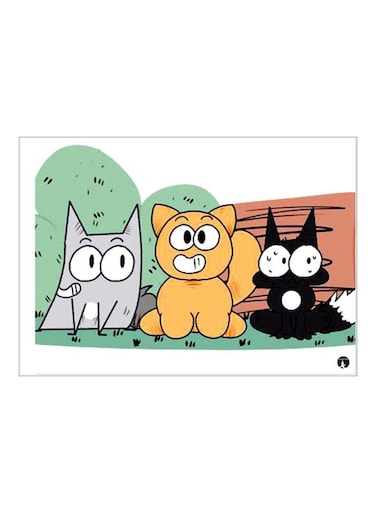 Cartoon Themed Metallic Plate White/Yellow/Black 20x15cm