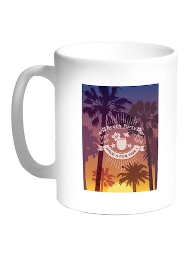 Beach Party Printed Coffee Mug Blue/White 11ounce