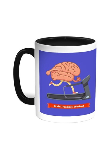 Brain Treadmill Workout Printed Coffee Mug Black/White 11ounce