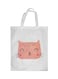 Cat Printed Shopping Bag White