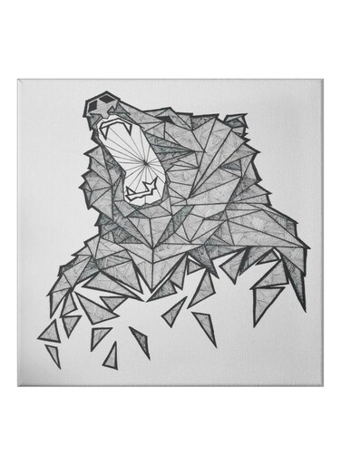 Bear Loose Pieces Themed Canvas Painting With Frame Grey/Black/White 50x50cm