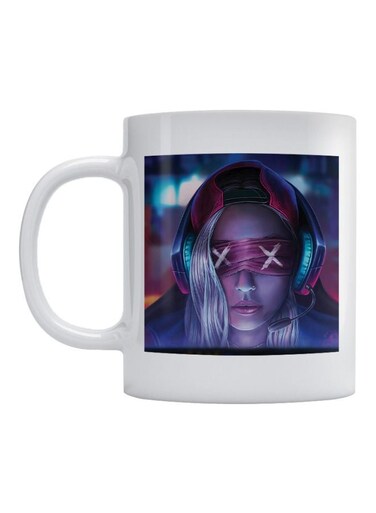 Gamer Girl Printed Mug White/Blue/Pink