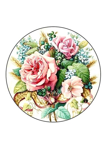 Flowers Printed Fridge Magnet Round Multicolour