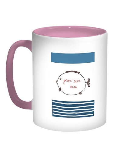 The Balloon Fish Printed Coffee Mug White/Blue/Pink 11ounce