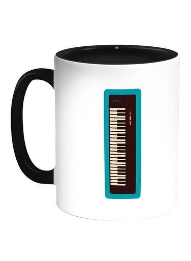 Musical Instrument Piano Printed Coffee Mug White/Black 11ounce