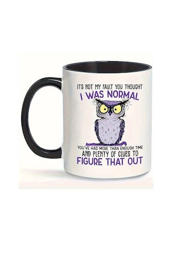 RYN&reg; PRINTED DESIGN 1pc, Funny Owl Coffee Mug, Porcelain Coffee Cups, I Was Normal Water Cups, Easy To Clean, Microwave Safe, Summer Winter Drinkware, Birthday Gifts, Holiday Gifts, Thanksgiving Gifts, Christmas Gifts