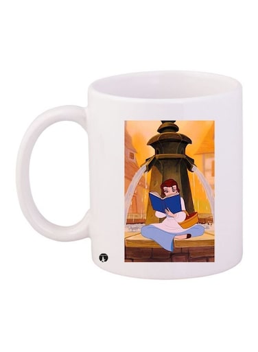 Cartoon Printed Coffee Mug White/Orange/Blue 11ounce