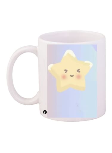 Printed Ceramic Coffee Mug White/Blue/Yellow
