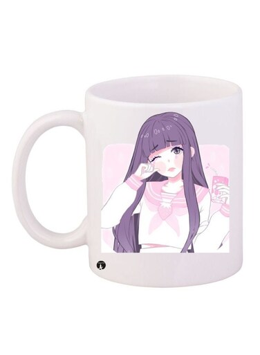 Anime Girl Printed Coffee Mug White/Pink/Purple