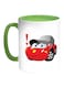 Car Printed Coffee Mug White Green