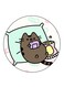 Cat Printed Fridge Magnet Round Multicolour