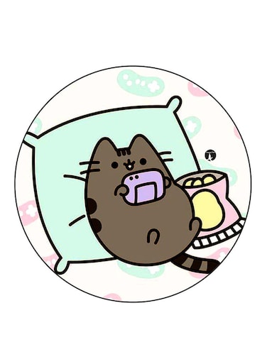 Cat Printed Fridge Magnet Round Multicolour