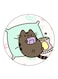 Cat Printed Fridge Magnet Round Multicolour