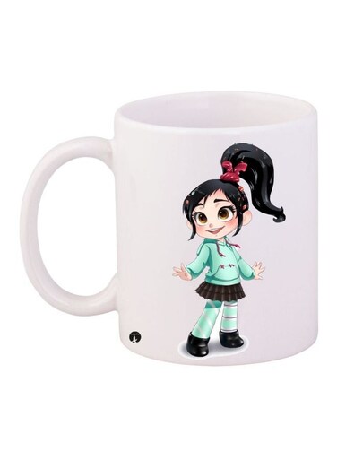 Cartoon Printed Coffee Mug White/Green/Black 11ounce