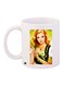 Woman Printed Coffee Mug White/Green/Beige 11ounce