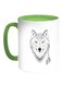 Cartoon Drawings - Wolf Printed Coffee Mug White/Green 11ounce