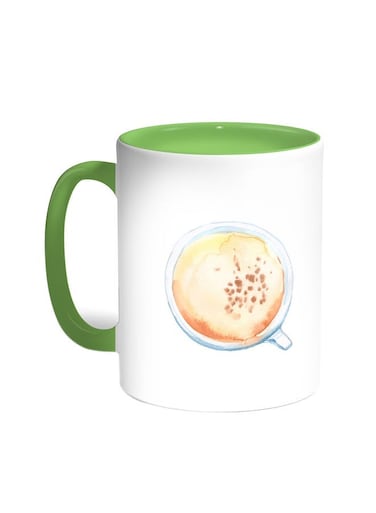 Cup Of Coffee In A Foam Printed Mug Green/White 11ounce
