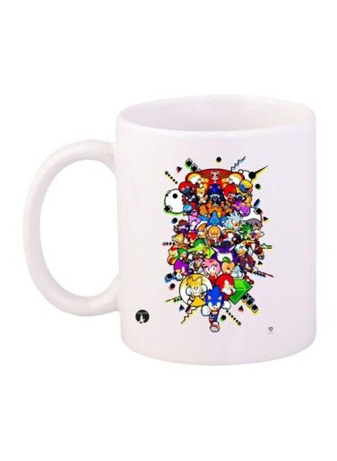 Game Sonic Character Printed Mug White/Blue/Yellow