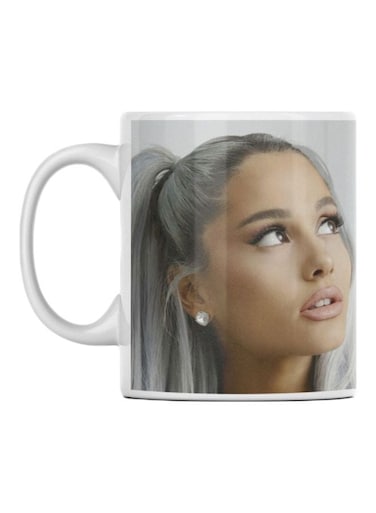 Woman Face Printed Ceramic Mug Beige/Grey/White