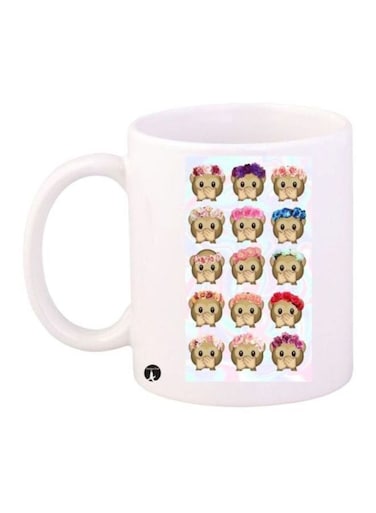 Emoji Printed Coffee Mug White/Brown/Pink