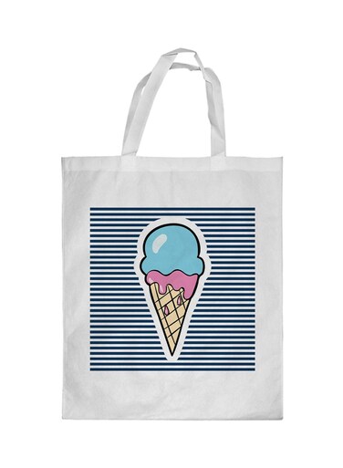 Ice Cream Printed Shopping Bag White/Blue