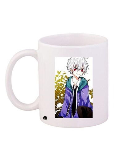 Anime Printed Coffee Mug White/Green/Purple 11ounce