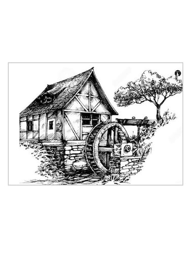 Printed Decorative Plate White/Black 15 x 20cm