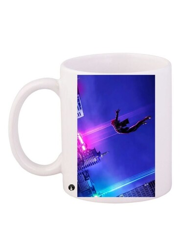 Spider World Printed Coffee Mug White/Pink/Blue 11ounce