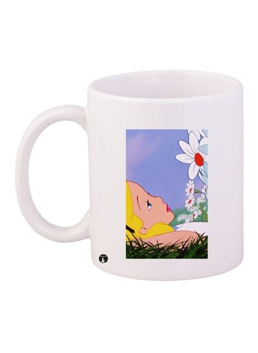 Cartoon Girl Printed Coffee Mug White/Purple/Beige