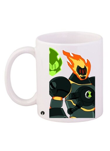Ben 10 Printed Coffee Mug White/Orange/Green 11ounce
