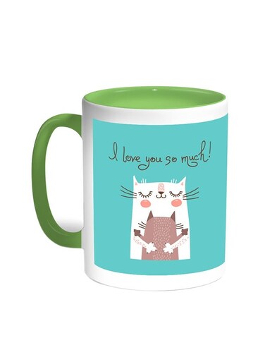 I Love You So Much Printed Coffee Mug Green/White 11ounce