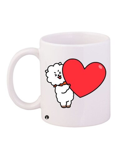 Love Printed Coffee Mug White/Red/Brown 11ounce