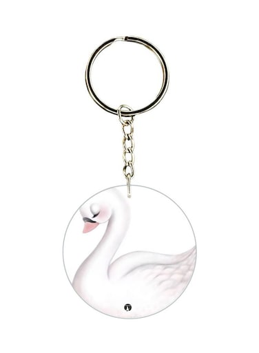 Double Sided Swan Printed Keychain