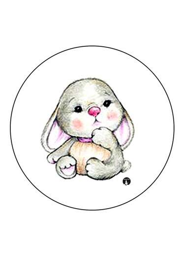 Rabbit Printed Fridge Magnet Round Multicolour